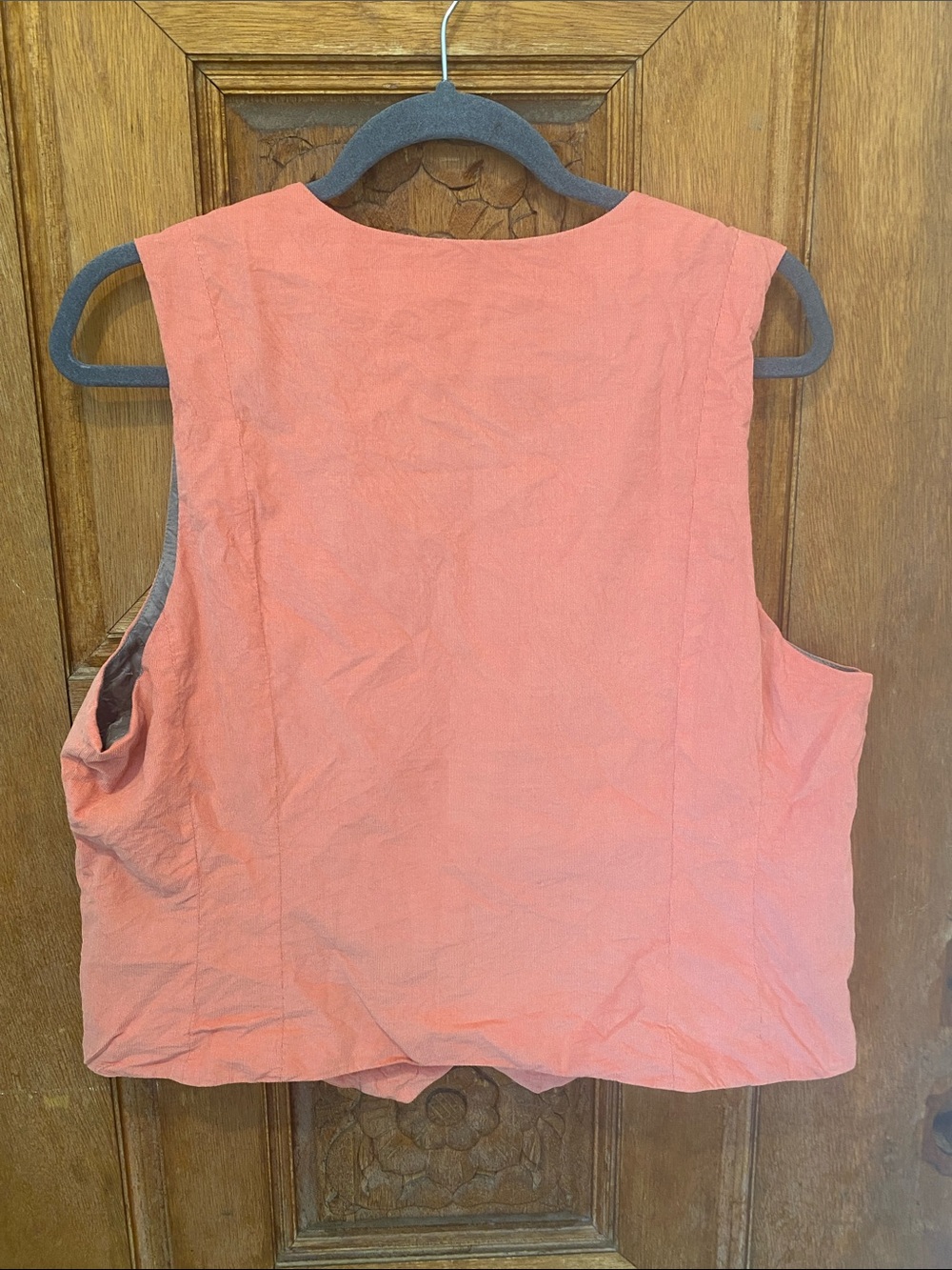 Sundance menswear style vest top Sleeveless thin corduroy salmon pink LARGE - Picture 2 of 7